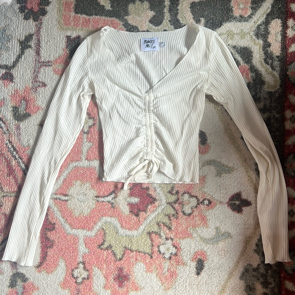 Princess Polly White Longsleeve crop top